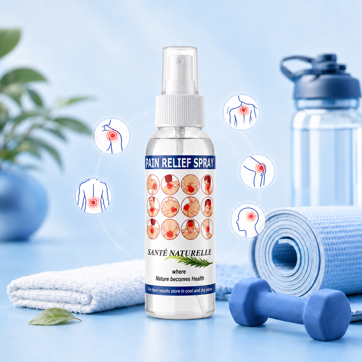 Santé Naturelle Pain Relief Spray — At the gym